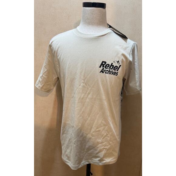 Rebel Vengeance Angel Graphic Shirt NWT Cream Black Print Size Medium - Picture 1 of 5